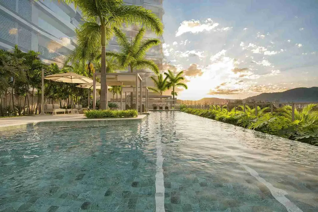 Piscina com deck molhado do Casa Parque Cerâmica, lançamento Basilar e Mitre em São Caetano do Sul