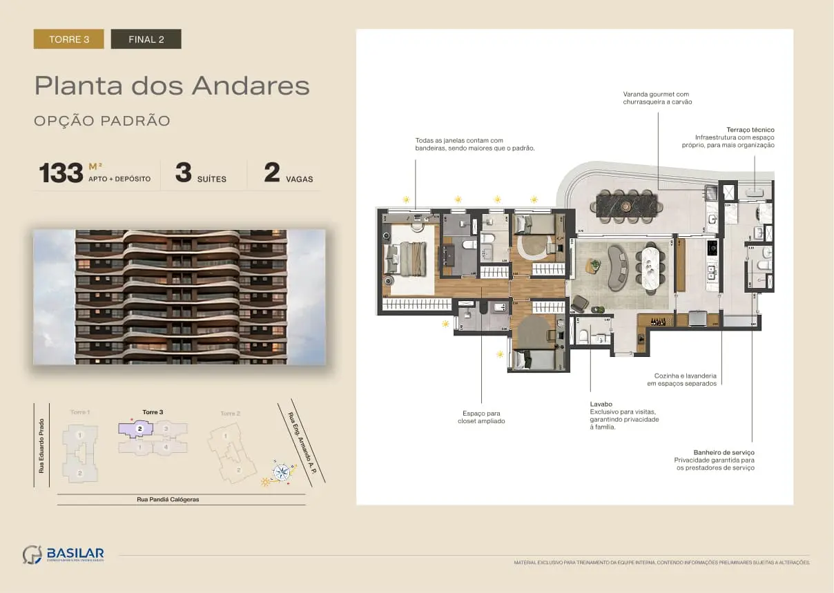 Planta Apartamento 133m² Casa Parque Ceramica
