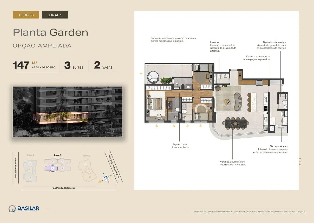 Planta Garden 147m² Casa Parque Ceramica
