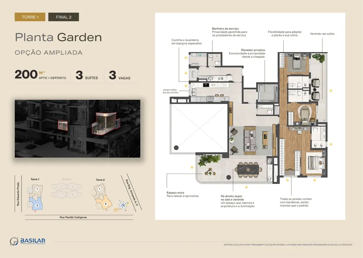 Planta Garden 200m² Casa Parque Ceramica
