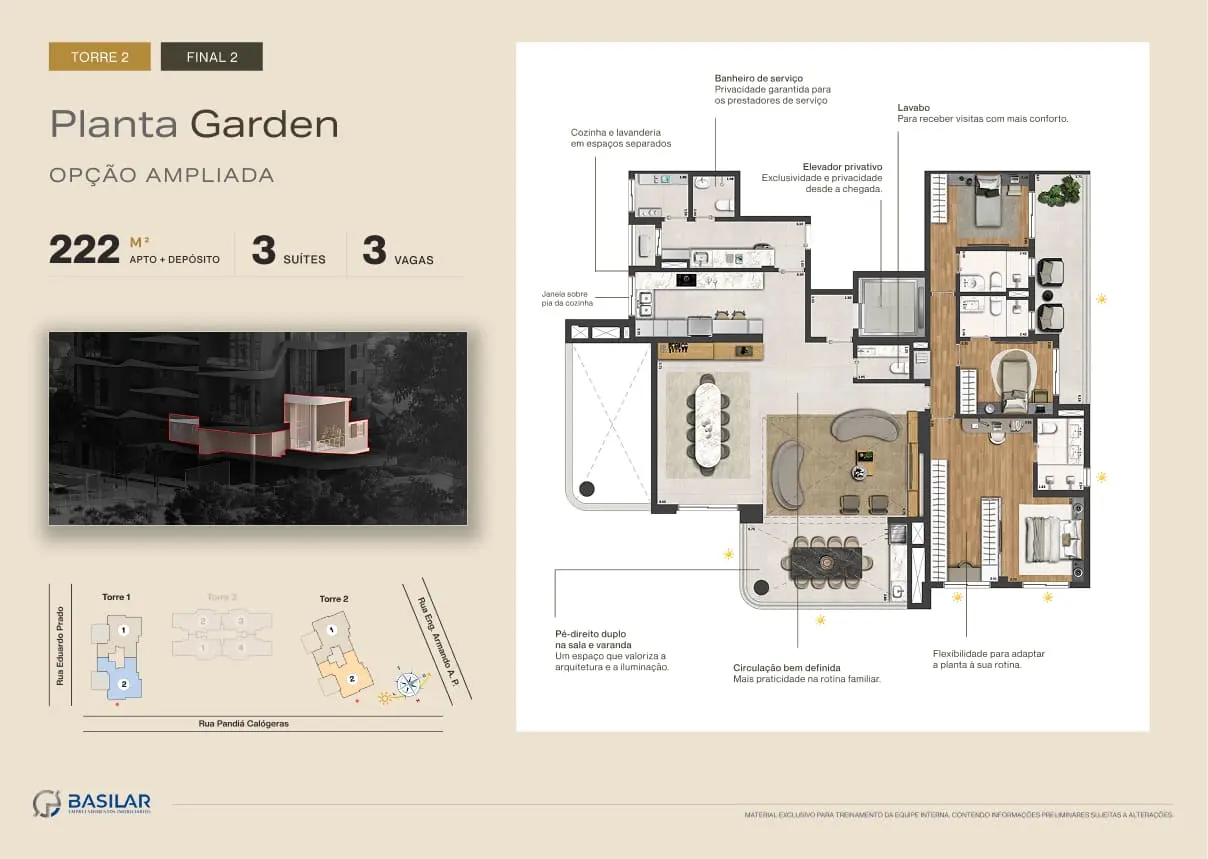 Planta Garden 222m² Casa Parque Ceramica